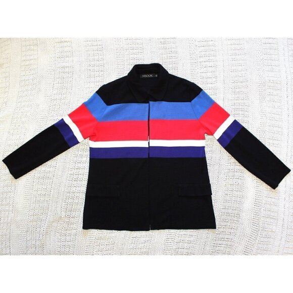 Misook women's Knit Cardigan striped long sleeve open front Size L multicolor - Picture 1 of 10